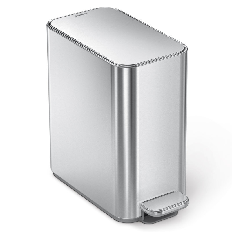 Simplehuman 5 Liter / 1.3 Gallon Slim Steel Step Trash Can, Brushed