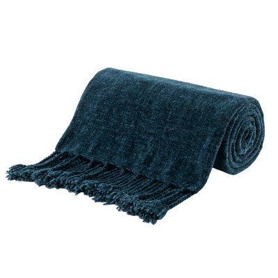 Chenille Velvety Throw Blanket, Decorative Fringe Throw Blanket for Bed 50"x60"