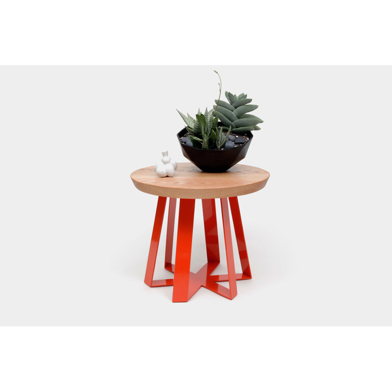 ARS Solid Wood Top End Table, Oak, Orange