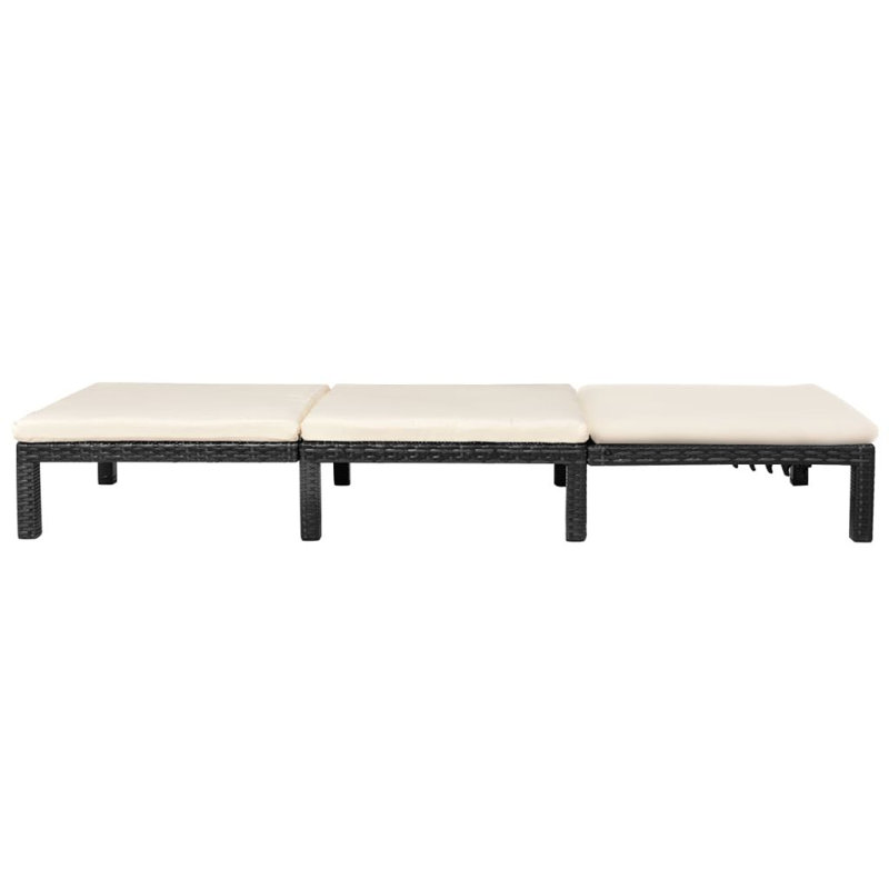 Voegele 78" Long Single chaise with Cushions, Black