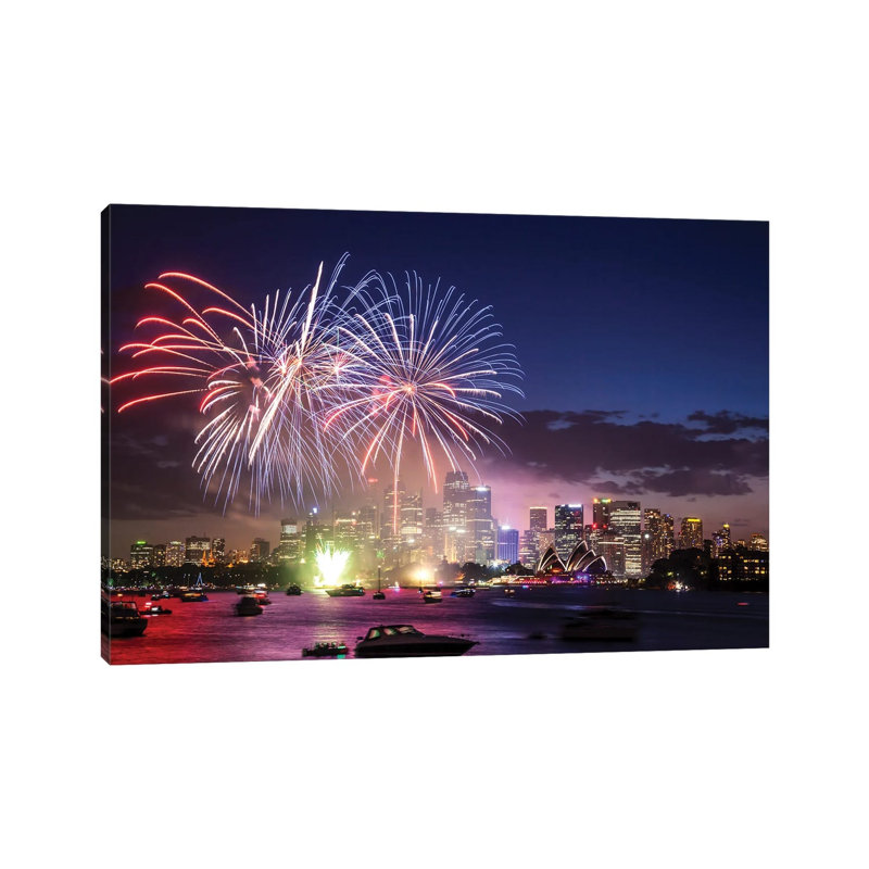 Sydney Fireworks I 1 Piece Wall Art on Canvas, 101.6 cm H x 66.04 cm W x 1.91 cm D, Canvas