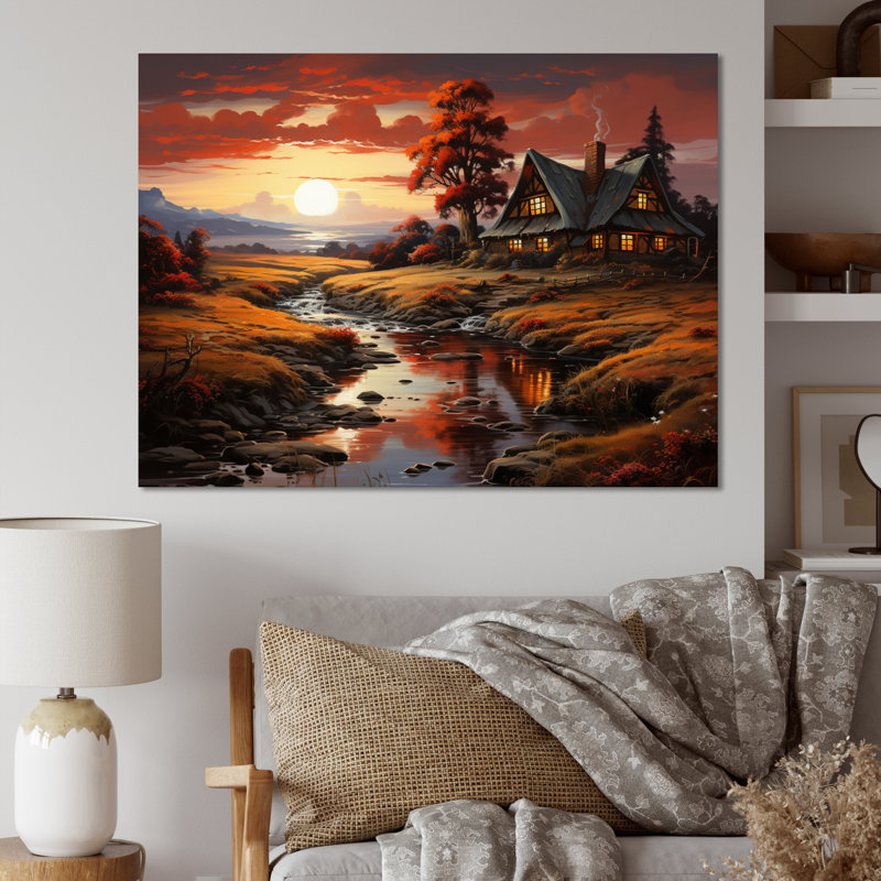 Country Charm Amber Sunset, reproduction d'art sur toile, H 24 po x l 32 po x P 1 po, Toile tendue