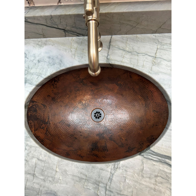 Large Oval Copper Bathroom Sink Artisan Made