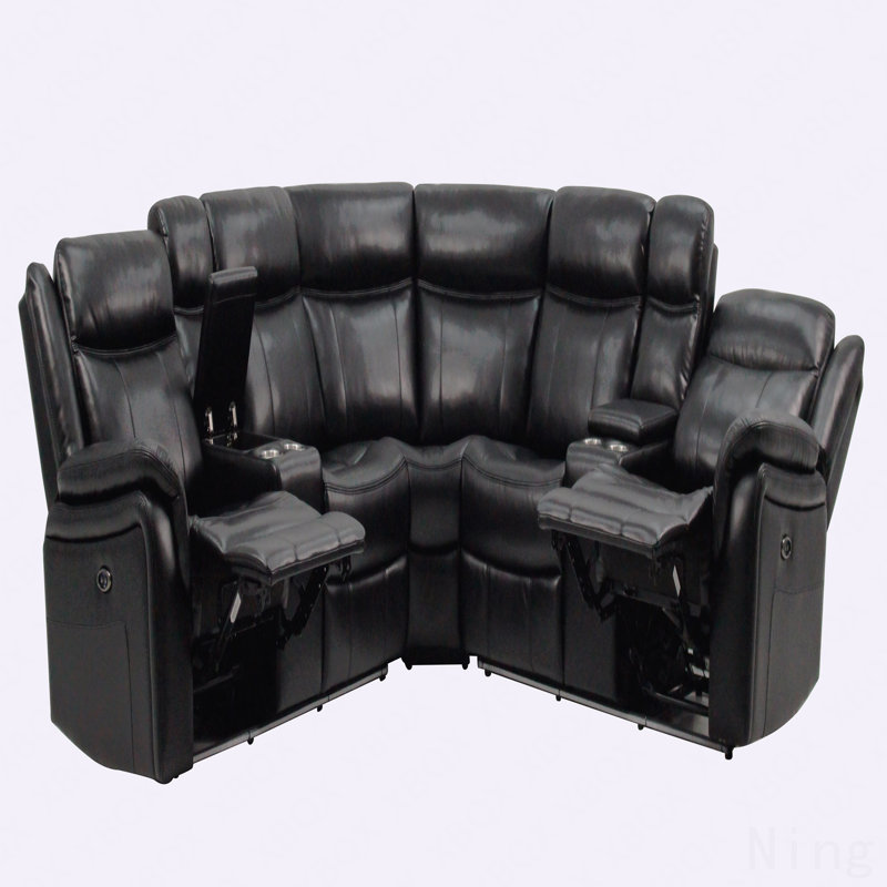 Jupiter Black Leather Sectional