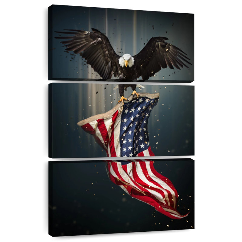 Borges Eagle And American Flag, 32" H x 20" W