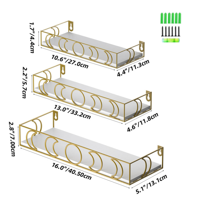 Raysa Floating Shelf, Gold