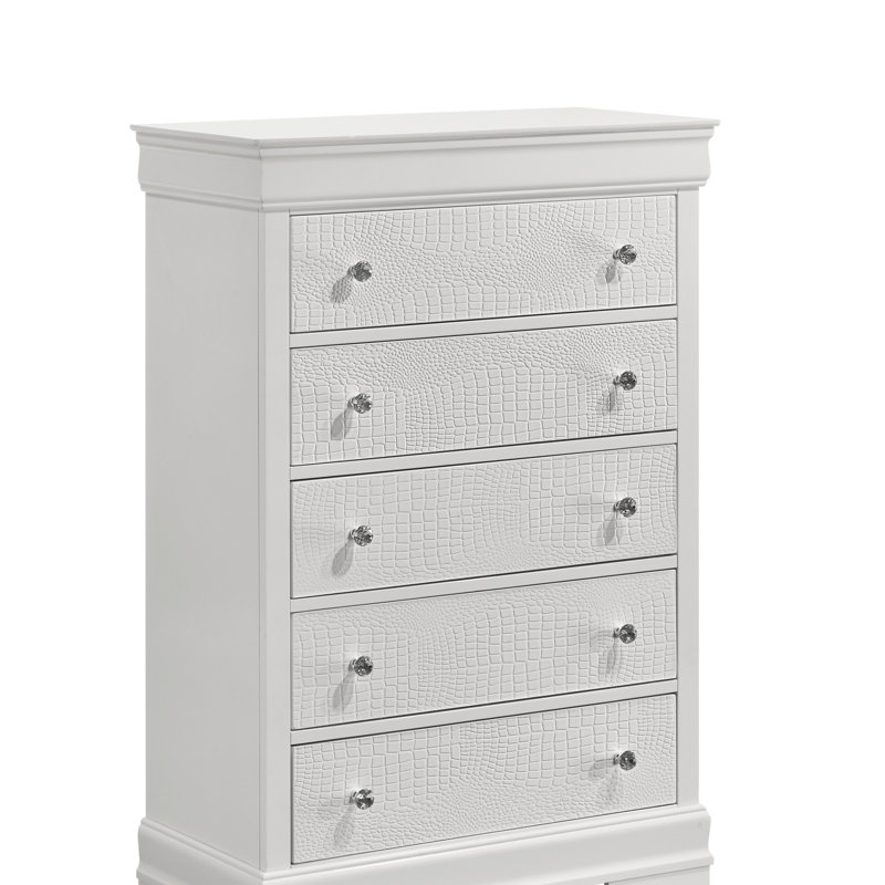 Commode 5 tiroirs Blaze, Blanc