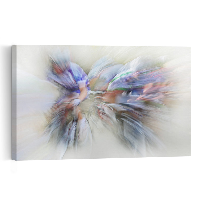 Motion Blur Cyclists Abstract Colourful Energetic Wall Art Print, 16" H x 24" W