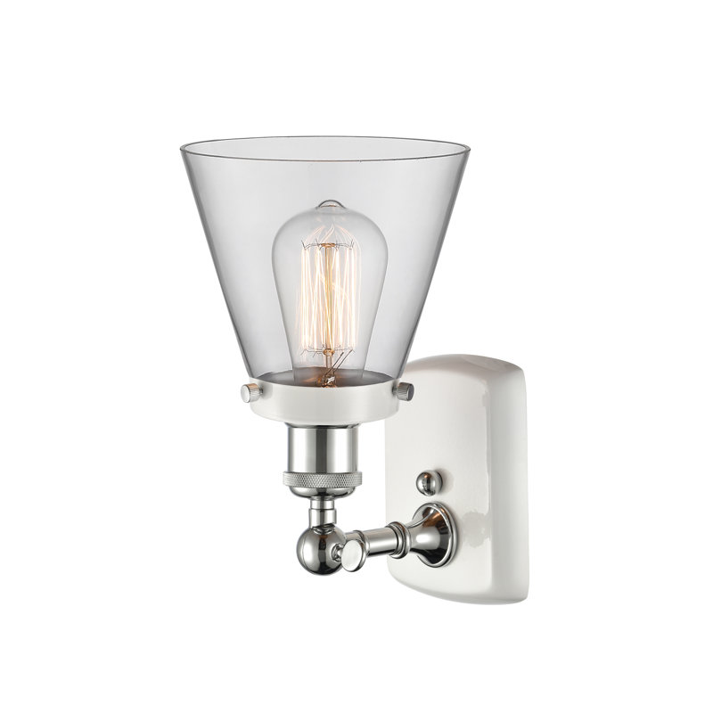 Applique murale 1 lumière 6 "Ballston Urban Cone, Clair, DEL, Blanc / chrome poli