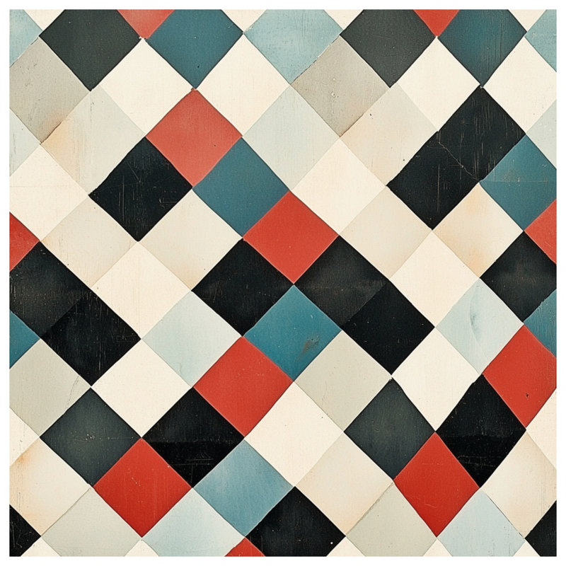 Diamond Checkered Pattern Window Curtains, Checkered Sheer & Blockout Curtains - 1 Panel, Blockout, 50" x 80" - 1 Panel