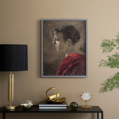 «Vintage Portrait Print CXVII», reproduction encadrée - bois massif