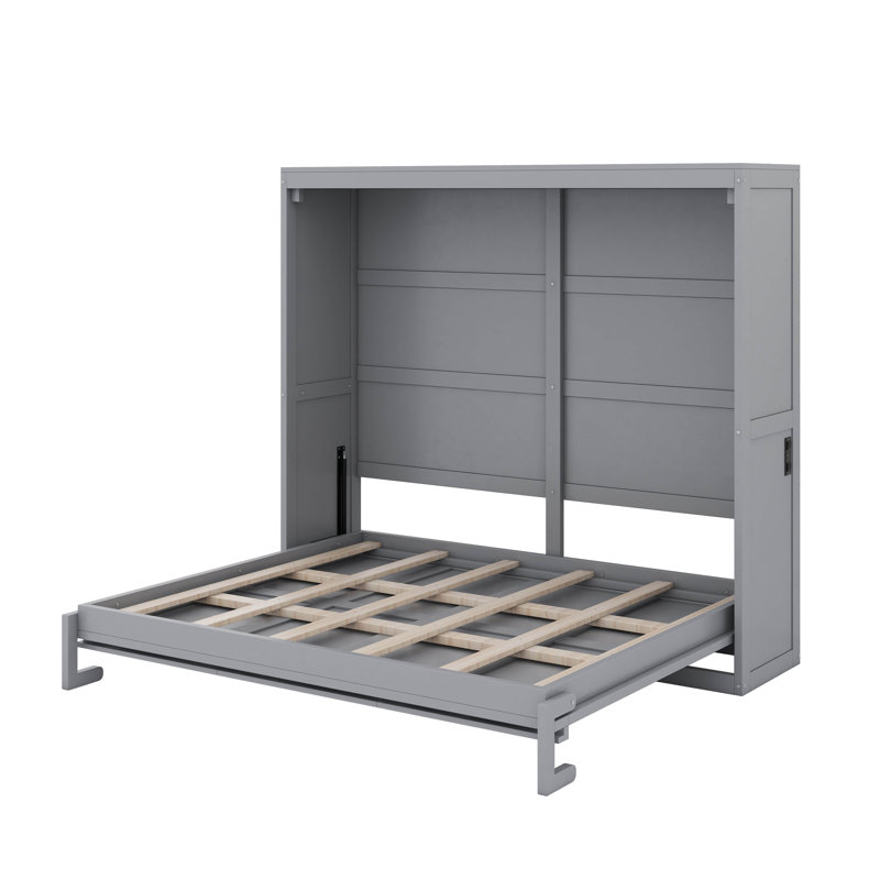 Lit escamotable double, Gris, Double