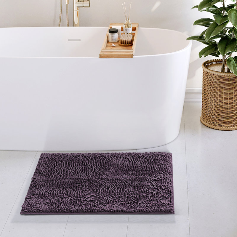 Tapis pour salle de bain en chenille ultra absorbant Kalyce, L 17 po x L 24 po, Mauve aubergine