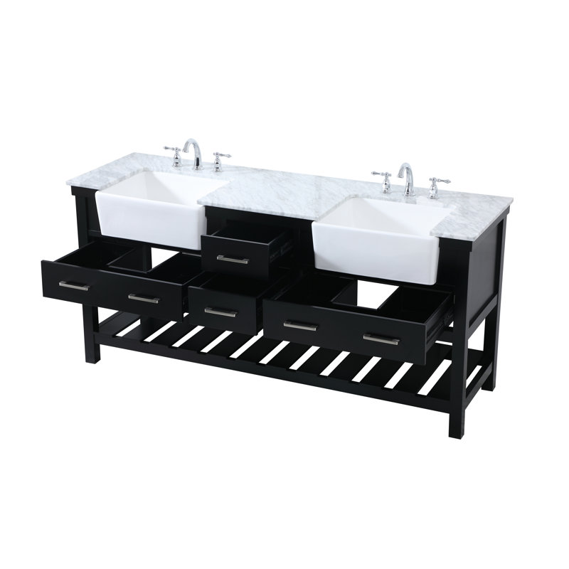 Meuble-lavabo double 72 po Pelaghia, Noir