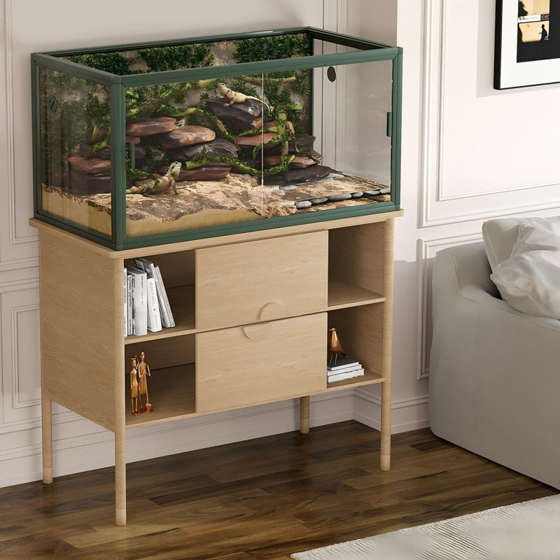 120 gal Reptile Terrarium 4x2x2 ft, Bearded Dragon Tank Snake Enclosure with Sliding Glass Doors, Heavy Duty Screen Ventilation Top for Bearded Dragons, Ball Python, Geckos, Lizards Green