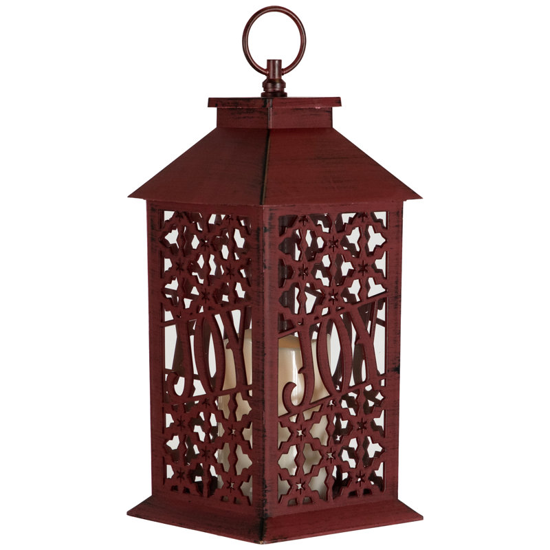 LED Lighted Snowflakes Christmas Candle Lantern - 11", Red