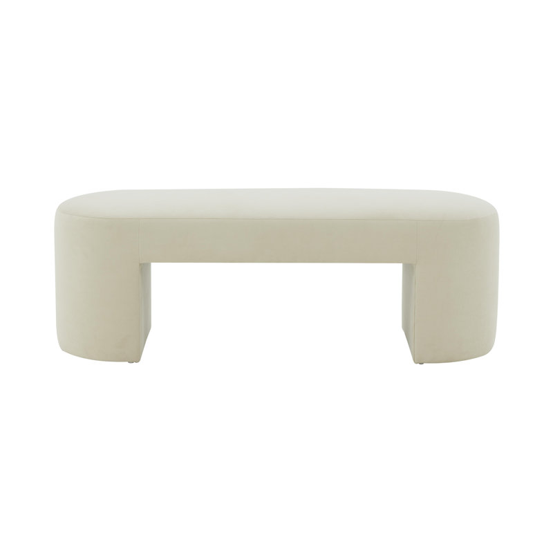 Hobson 51" Cream Velvet Bench with Solid Pine Legs