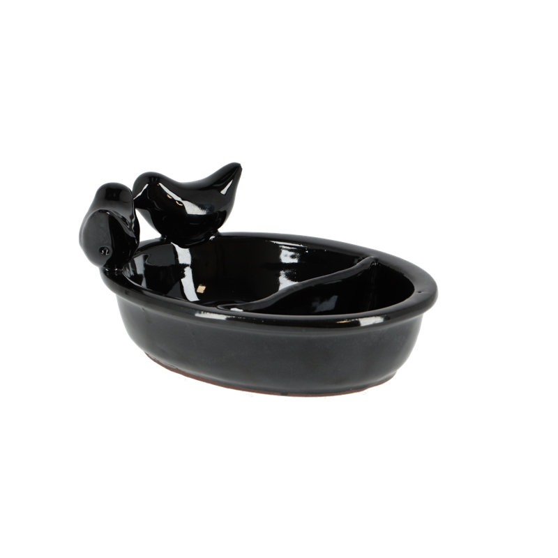 Black Ceramic Feeding and Drinking Bowl