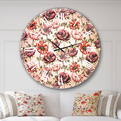 Motif floral abstrait coloré - horloge murale traditionnelle