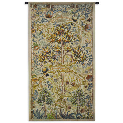 European Summer Quince by William Morris | Woven Tapestry Wall Art Hanging | Fruit Tree with Swirling Acanthus Leaf Design | 100% Cotton USA Size 64x34