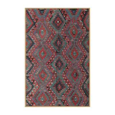 Tapis gris/rouge contemporain