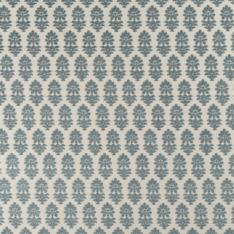 Francine Floral Chenille Fabric, Smoke Blue