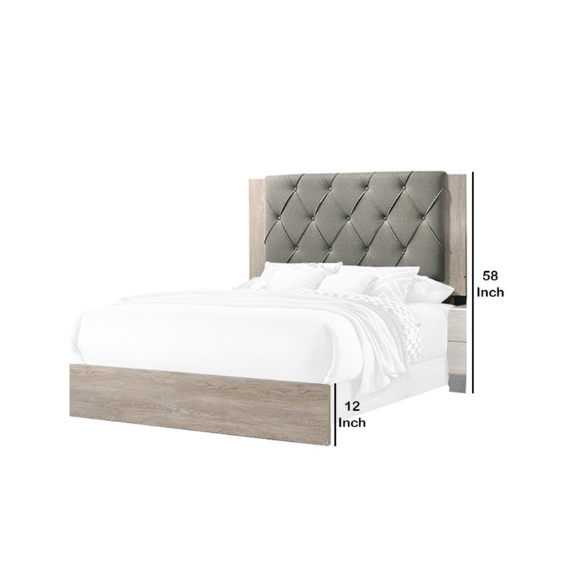 Upholstered Platform Bed, California King, Cream