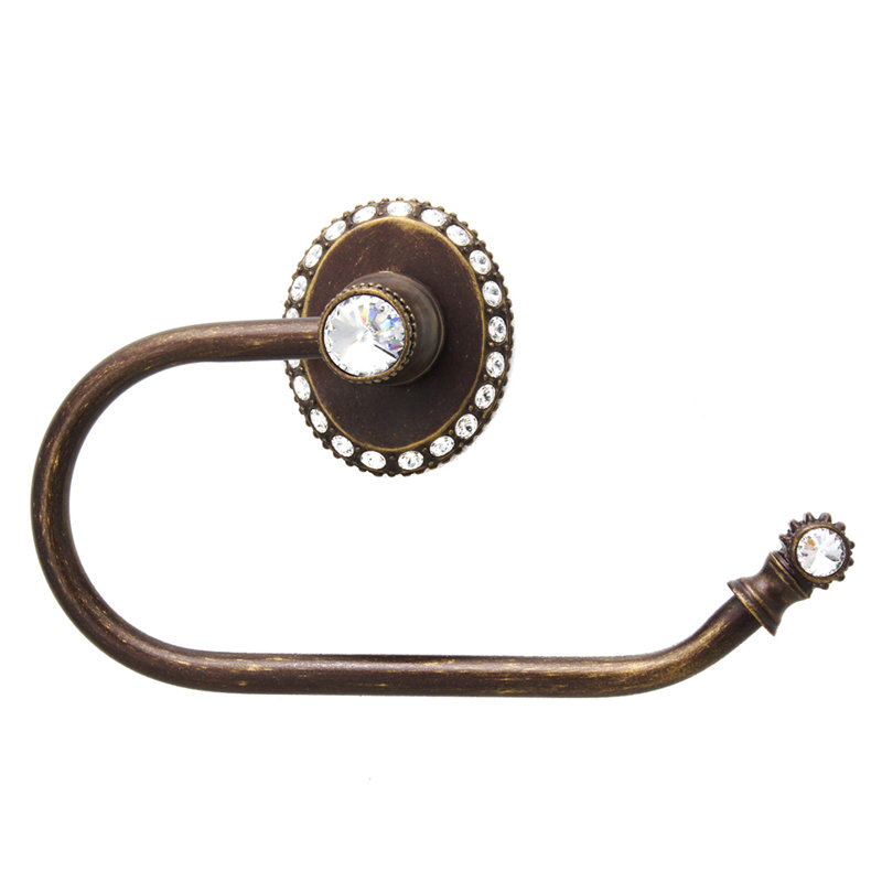 Caché II swing tissue smooth ring right with Swarovski Clear Crystals in Antique Brass