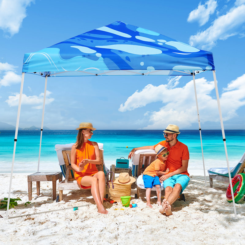 Blue Abstract 10' x 10' Slant Leg Steel Pop-Up Canopy Tent