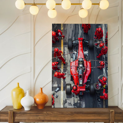 Formula 1 Pit Stop High Speed Racing Action Art Wall Art Canvas Ready To Hang Gallery Wrapped Home Decor Modern Design Premium Quality