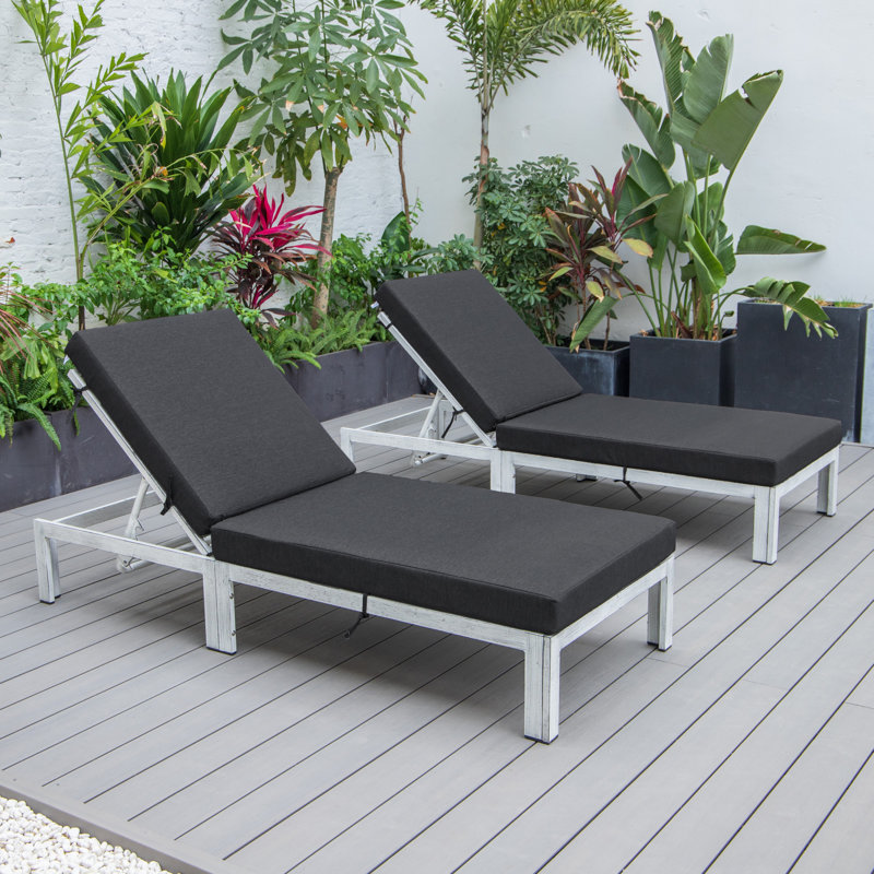 Chaise longue simple avec coussins Chelsea, Noir