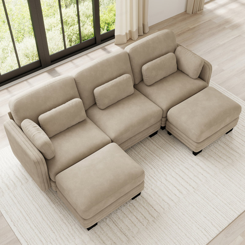 Canapé modulaire à 3 places Channel, Chenille-chameau
