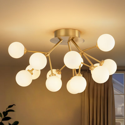 15 - Light Glass Bubble Semi Flush Mount
