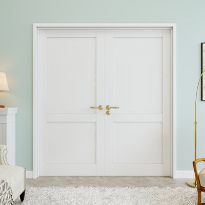 72" x 80" 2-Panel Double Doors, French Doors Slab Replacement, Solid Core Door Slab, Paintable & Waterproof, Suit for Pantry Door, Laundry Door, Closet Door, Room Door, Home Office Door