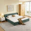 Structure de lit très grand rembourré 78 po avec tête de lit, lit plateforme en tissu de chenille, revêtement confortable et doux pour la chambre à coucher-1094092613