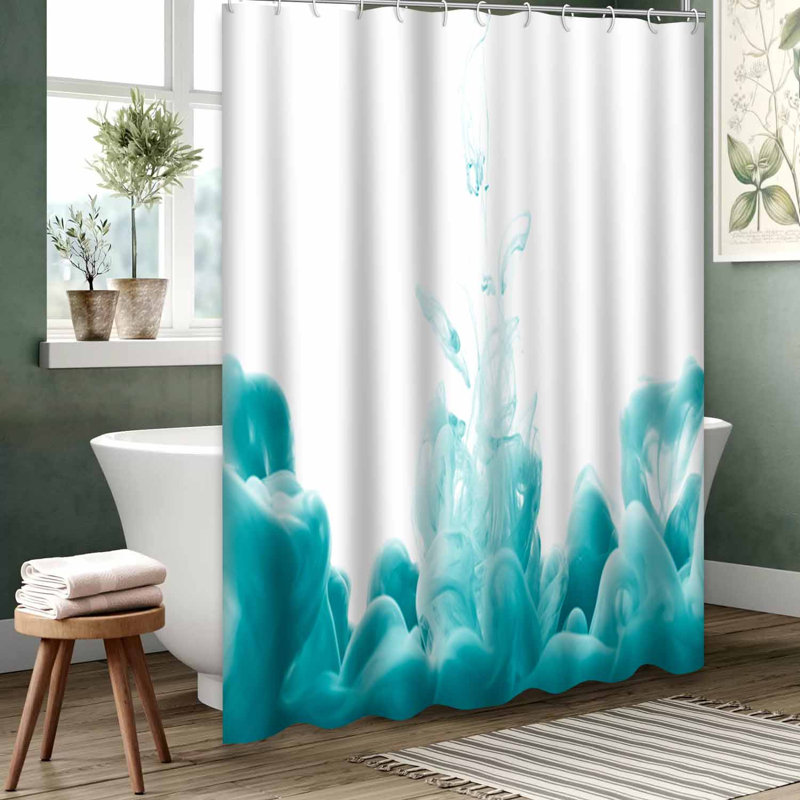 Rideau de douche bleu imperméable, rideaux de douche pour la salle de bain avec 12 crochets, L 72 po x l 84 po