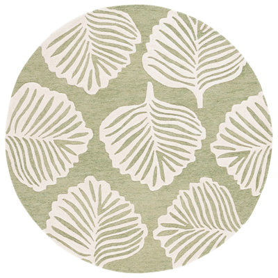 Meranda Blossom Hand Tufted Wool Cotton Floral Rug in Green/White
