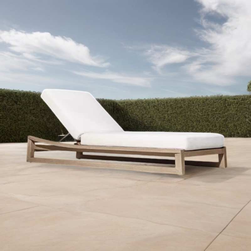 Chaise longue d'extérieur inclinable en teck