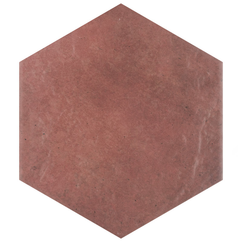 Heritage Hex 7" x 8" Porcelain Stone Look Wall & Floor Tile, Wine