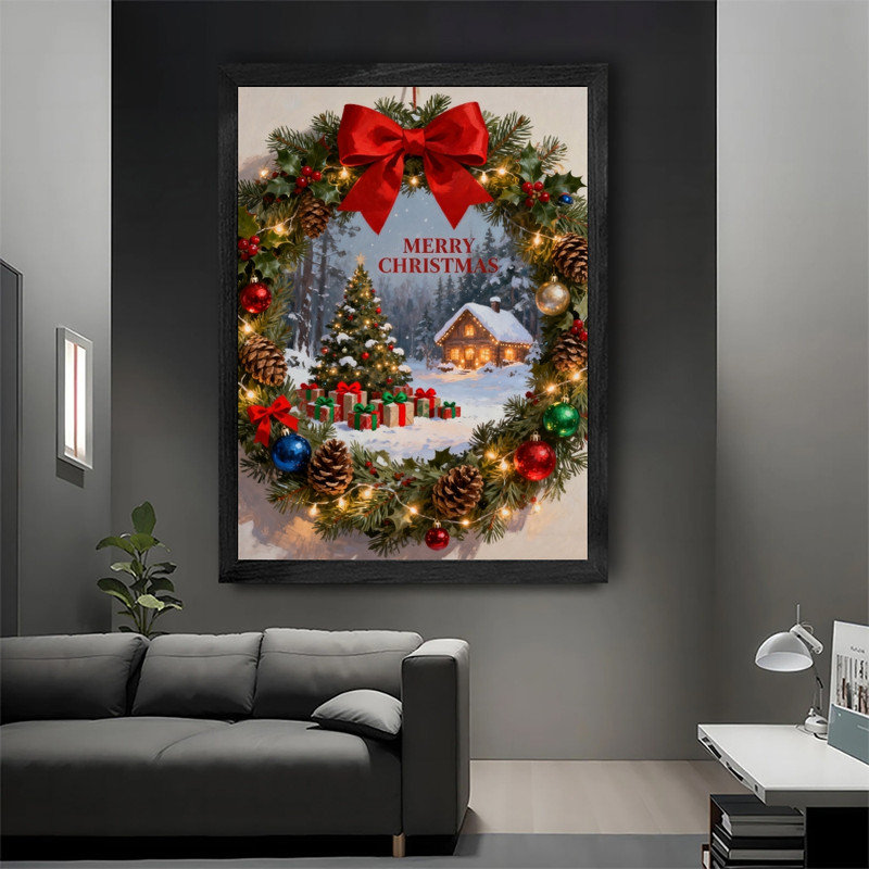 Cadre noir festif de Noël, art mural, décoration de vacances douillettes, cadre, H 11 po x l 9 po
