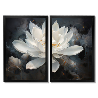 Serenity Blossum Lotus - lot de 2 décorations murales encadrées Lotus