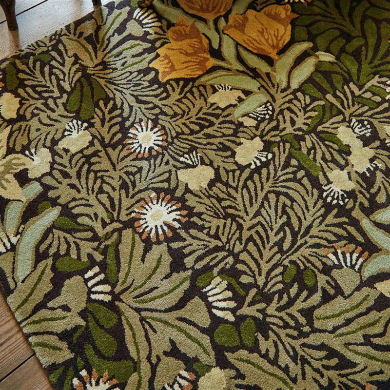 Hand Tufted Wool Floral Area Rug, Rectangle 4'7" x 6'7"