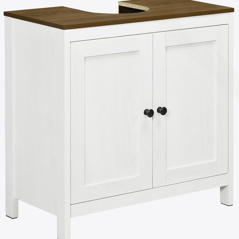 Armoire de salle de bain, armoire de rangement autoportante avec tablette réglable, porte double