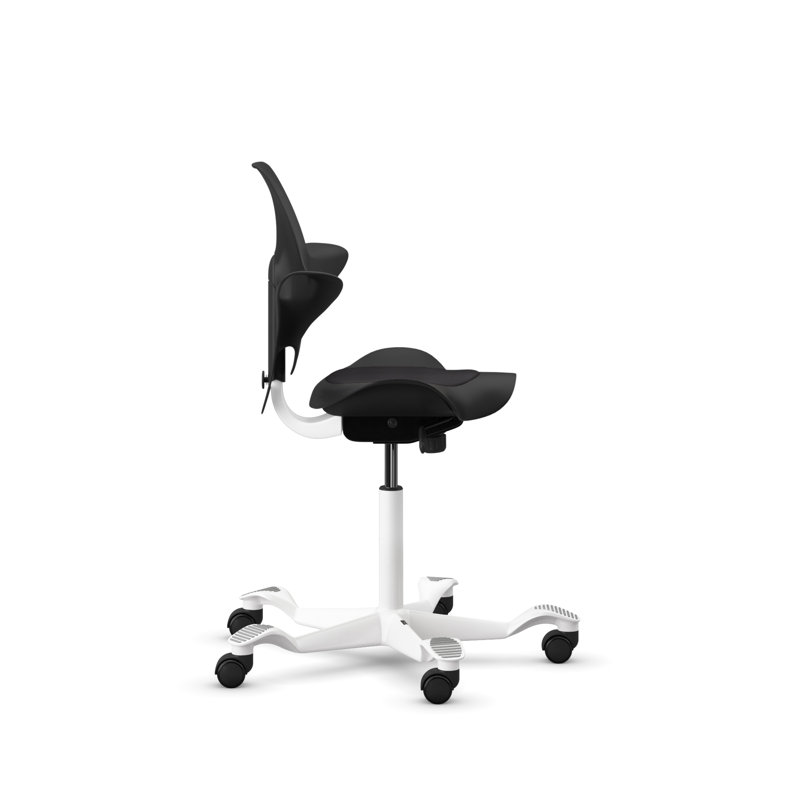 HAG Capisco Puls Adjustable Sit to Stand Desk Chair with Partial Cushion, White, Black Plastic, Black