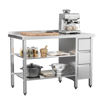 48 po x 24 po Table de préparation en acier inoxydable avec 3 tiroirs