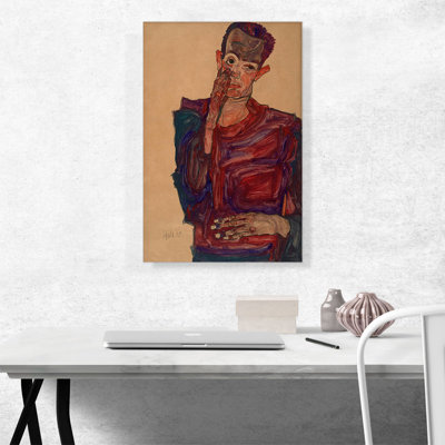 " Self-Portrait With Eyelid Pulled Down 1910 " by Egon Schiele Painting Print