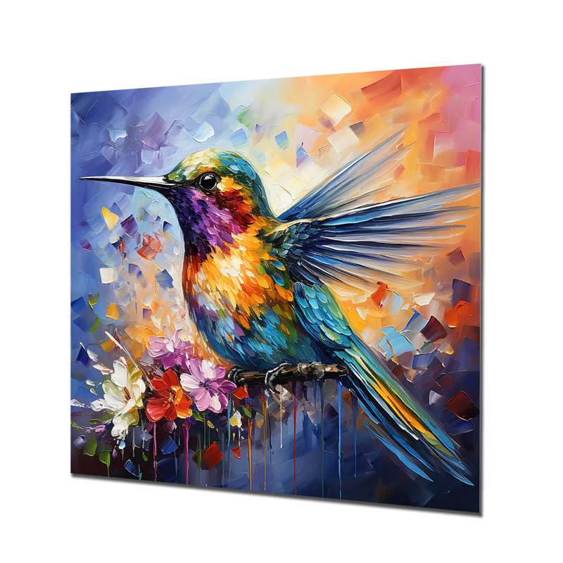 Art mural en métal bleu fée néotropicale fée II - Colibri, H 29 po x l 29 po