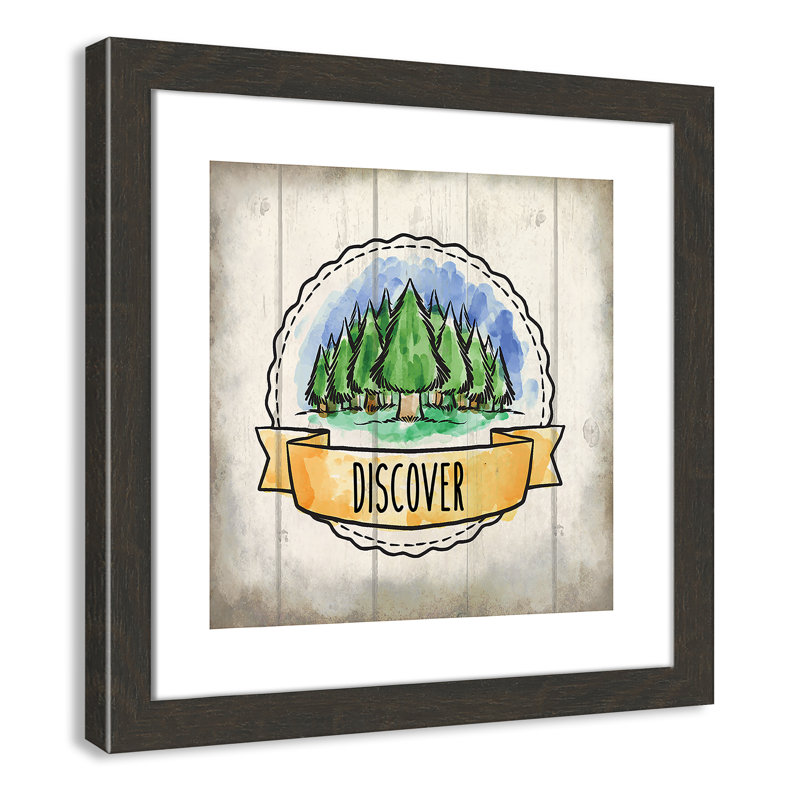 «Adventure is out There», art encadré 3, H 16 po x l 16 po x P 0,6 po, Cadre plat à grain de bois noir