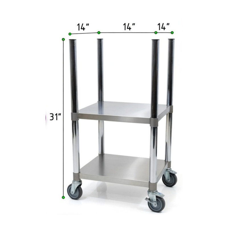 Support à riz commercial en acier inoxydable H 31 po x l 14 po avec roulettes verrouillables par Express KitchQuip