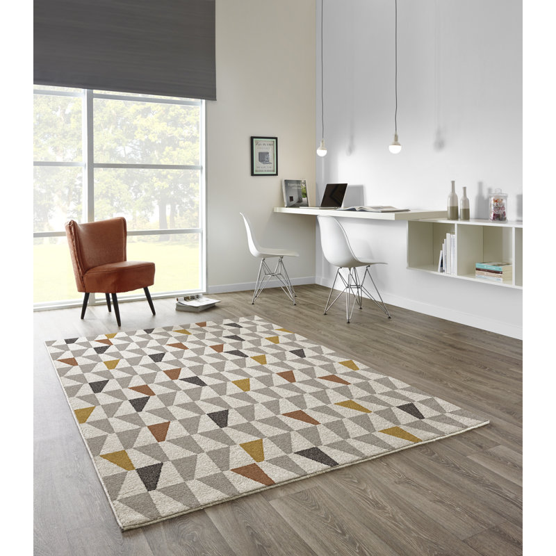 Jalynn Soft Low Pile Cream/Orange/Yellow Rug, Rectangle 80 x 150cm